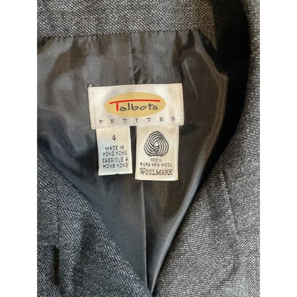 Talbots Gray Wool Button Front Short Blazer Jacket Sz 4P - Picture 4 of 8
